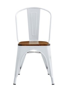 Silla TOL EK WOOD, acero, blanca, asiento madera 2