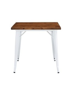 Mesa TOL EK WOOD, acero, madera, blanca, 80x80 cms 2