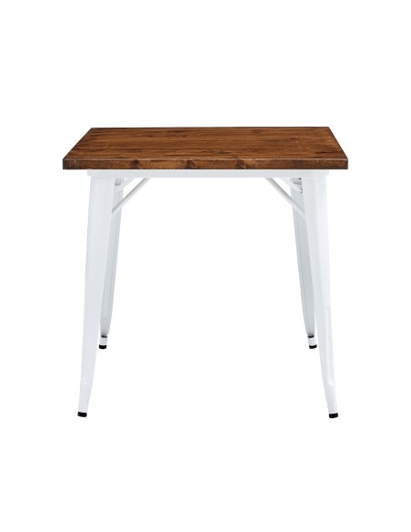 Mesa TOL EK WOOD, acero, madera, blanca, 80x80 cms