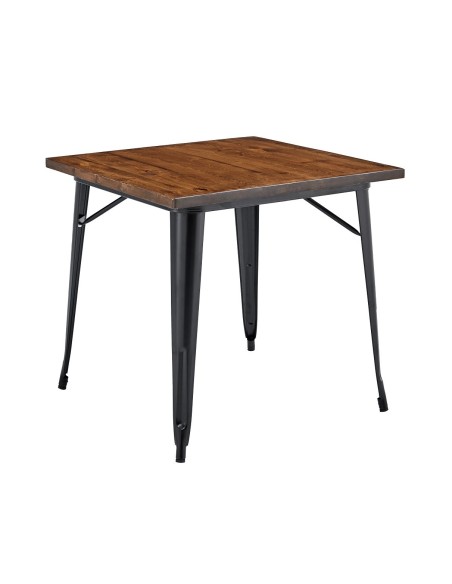 Mesa TOL EK WOOD, acero, madera, negra, 80x80 cms