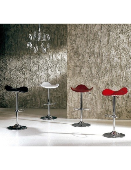 Taburete SAMBA (M), cromado, nappel blanco