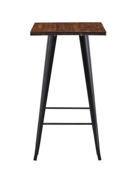 Mesa TOL EK WOOD, alta, acero, madera, negra, 60x60 cms