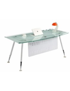 Mesa de oficina ACRE, vidrio templado blanco, 180 x 85 cms
