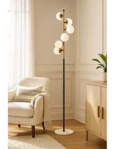 Lámpara CRACOVIA, pie salón, mármol, metal, tulipas blancas 2