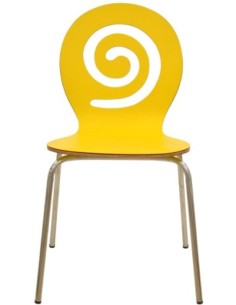 Silla PINSAPO, apilable, acero inoxidable, laminado amarillo 2
