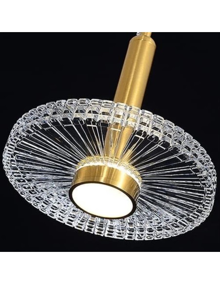 Lámpara LIPS, colgante, metal dorada, acrílico, led