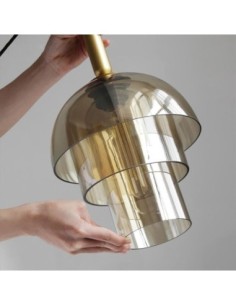 Lámpara FOLGE, colgante, metal dorada, cristal 2