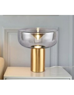 Lámpara HEROLD, sobremesa, metal dorado, tulipa de cristal 2