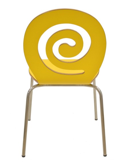 Silla PINSAPO, apilable, acero inoxidable, laminado amarillo