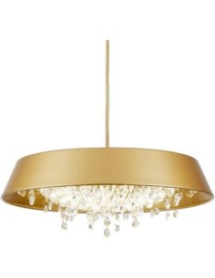 Lámpara JENA DO, colgante, metal, dorada, cristal, led
