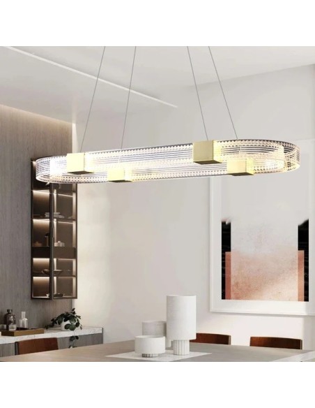 Lámpara TISSA, colgante, metal, dorada, acrílica, led