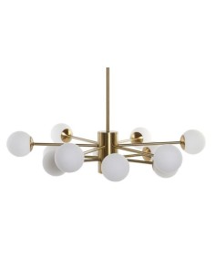 Lámpara KISSEL, colgante, metal, dorada, tulipa blanca