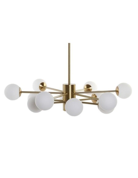 Lámpara KISSEL, colgante, metal, dorada, tulipa blanca