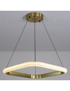 Lámpara BERKA CU60, colgante, aluminio, dorada, acrílico, led