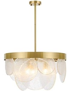 Lámpara NOHRA, colgante, metal dorada, cristal