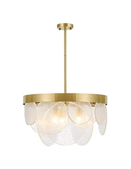 Lámpara NOHRA, colgante, metal dorada, cristal