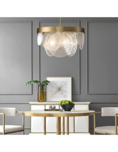 Lámpara NOHRA, colgante, metal dorada, cristal 2