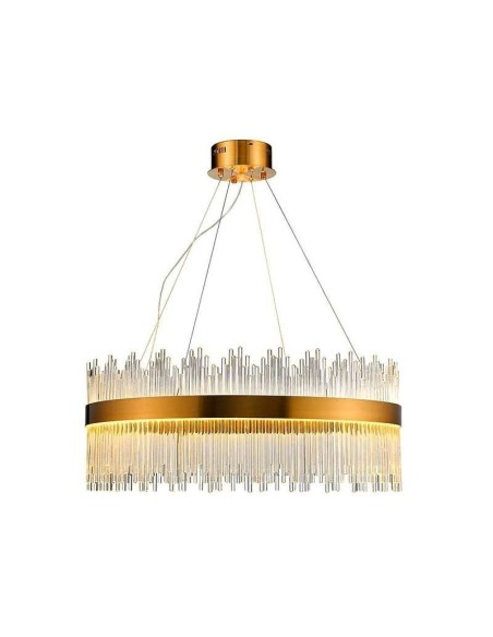 Lámpara MILDA, colgante, metal dorada, cristal, led