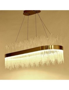 Lámpara WEIRA, colgante, metal dorada, cristal, led 2