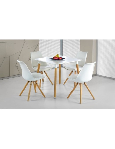 Mesa NURY  (SU), madera, tapa lacada blanca, 80 x 80 cms