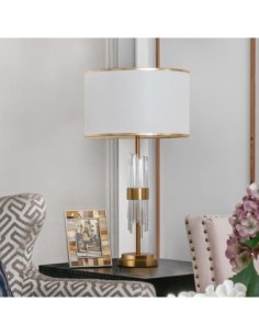 Lámpara ESLOHE, sobremesa, metal, cristal, pantalla blanca 2