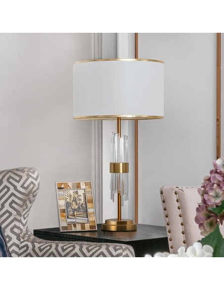 Lámpara ESLOHE, sobremesa, metal, cristal, pantalla blanca