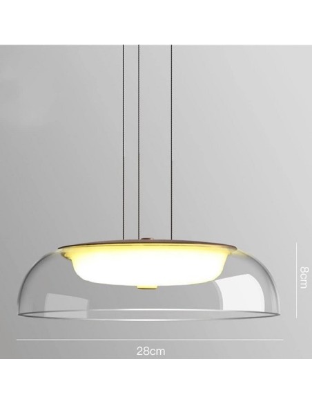 Lámpara WITTEN H80, colgante, metal, cristal, led