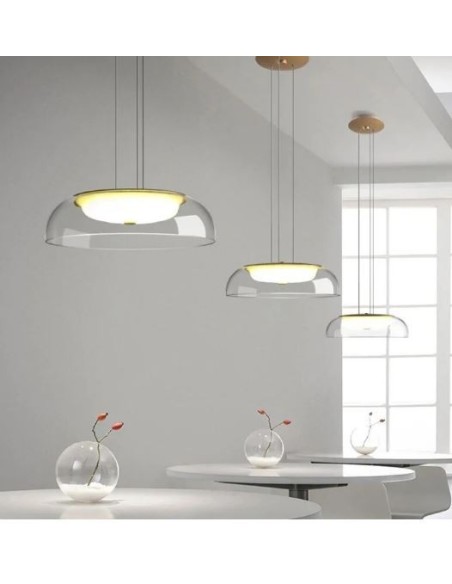 Lámpara WITTEN H80, colgante, metal, cristal, led