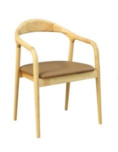 Sillón BALCANES, madera de haya, natural, similpiel marrón