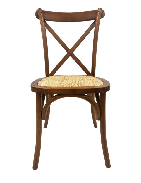 Silla CROSS SX, madera de haya, nogal, asiento de ratán