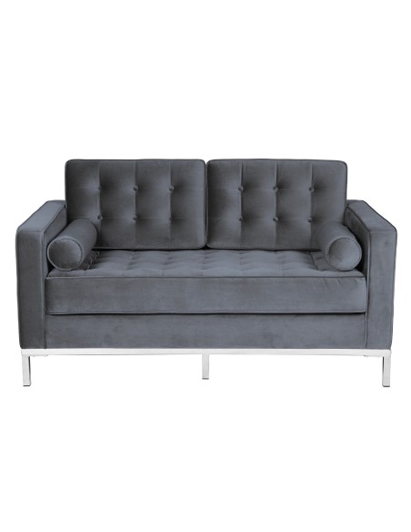 Sofá ARLES, 2 plazas, tejido velvet gris