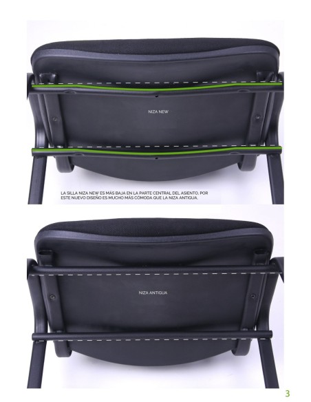 Silla NIZA NEW, chasis epoxi negro, similpiel naples negra