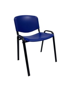 Silla NIZA, chasis negro y plástico azul 2