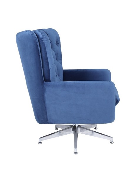 Sillón BÉCQUER, giratorio, regulable, tapizado velvet azul