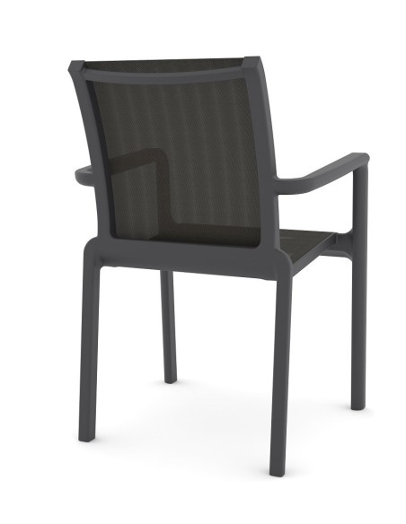 Sillón NEPTUNO, apilable, polipropileno y batyline antracita