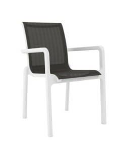 Sillón NEPTUNO, apilable, polipropileno blanco, batyline antracita