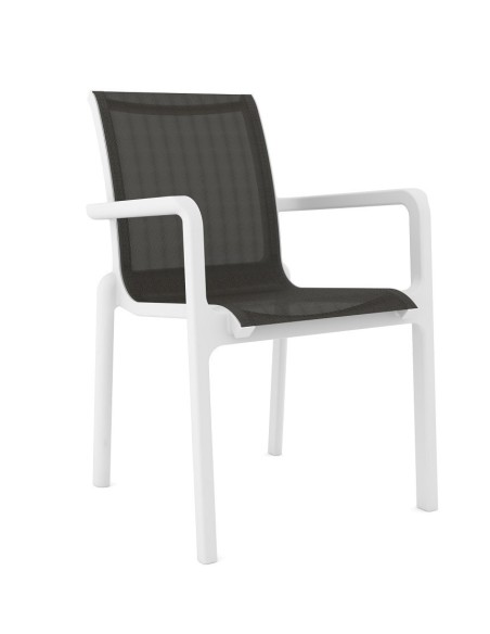 Sillón NEPTUNO, apilable, polipropileno blanco, batyline antracita