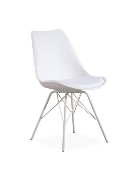 Silla BELLA NEW BBB, base blanca, carcasa y cojín blanco