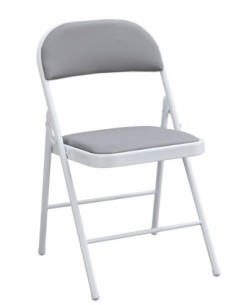 Silla SMART, plegable, metal, epoxi blanco, vinilo gris claro