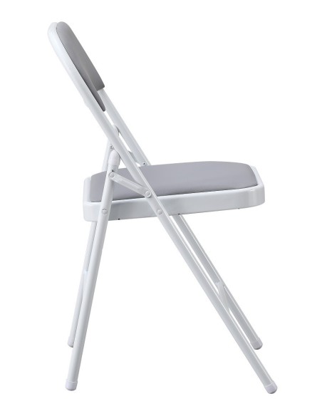 Silla SMART, plegable, metal, epoxi blanco, vinilo gris claro