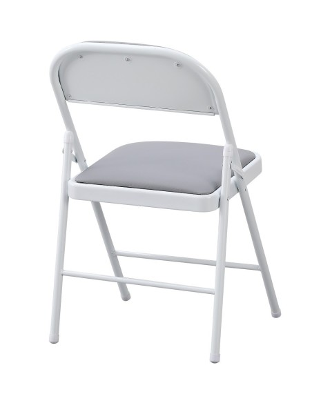 Silla SMART, plegable, metal, epoxi blanco, vinilo gris claro
