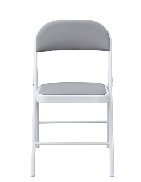 Silla SMART, plegable, metal, epoxi blanco, vinilo gris claro