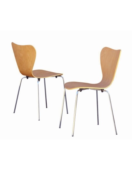 Silla JACOBO, apilable, cromada, acabado natural