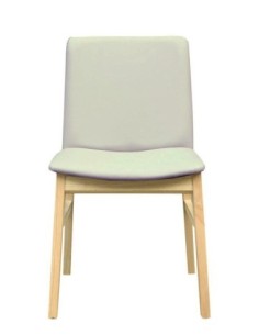 Silla ALPES, madera de haya, natural, similpiel gris