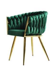 Sillón KING, metal dorado, tapizado velvet verde oscuro