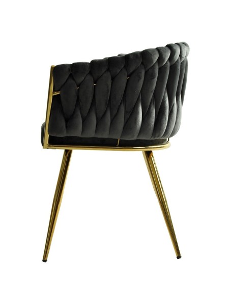 Sillón KING, metal dorado, tapizado velvet gris oscuro