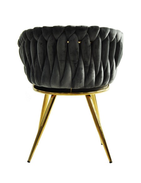 Sillón KING, metal dorado, tapizado velvet gris oscuro