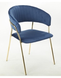 Sillón KEFRÉN NEW, metal dorado, tapizado velvet azul