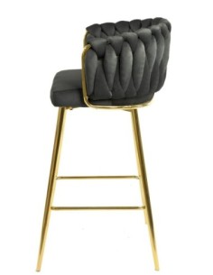Taburete KING, metal, cromado dorado, tapizado velvet gris oscuro 2