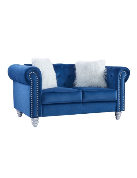 Sofá CHESTER STYLE, 2 plazas, tapizado velvet azul 67